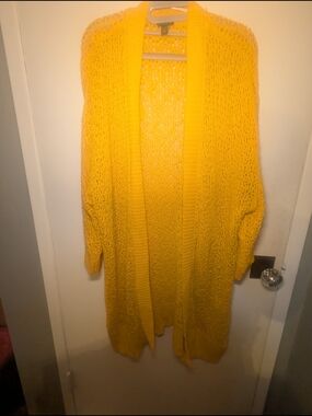 Torrid Mustard Yellow Open-Weave Long Cardigan